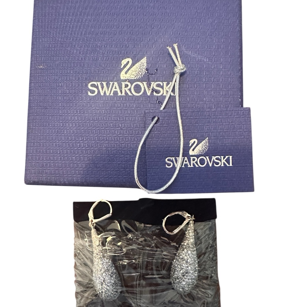 Swarovski Sparkling Crystal Pave Silver TearDrop Earrings
